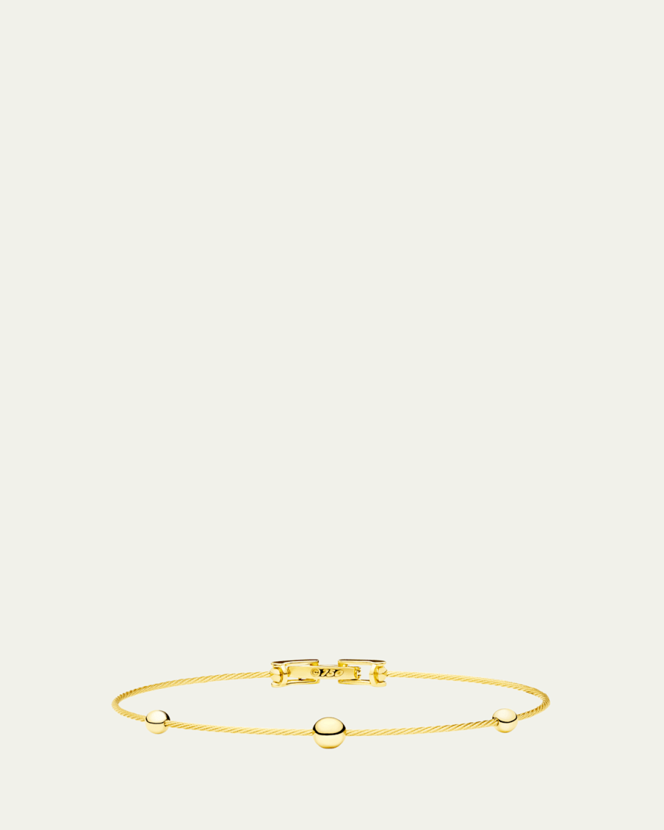 18K Yellow Gold Unity Single Bangle Bracelet with Three Spheres